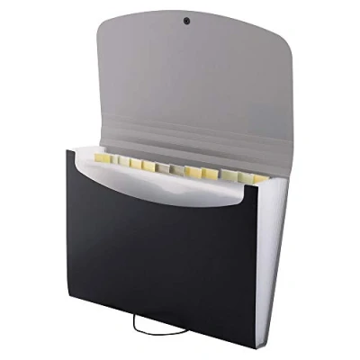 Image de D.RECT Porte documents extensible Trieur de A4 12 compartiments Parfait pour le bureau ou la maison Noir