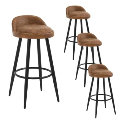 Image de WOLTU Tabouret de Bar Brun Lot 4,Tabouret comptoir bistrot avec Dossier et Repose Pieds en Similicuir métal, BH327br 4