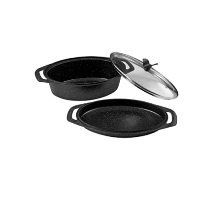 Image de Pradel Excellence 52804M Cocotte Ovale 3 Pièces &quot;Façon Pierre&quot;, tous Feux dont Induction
