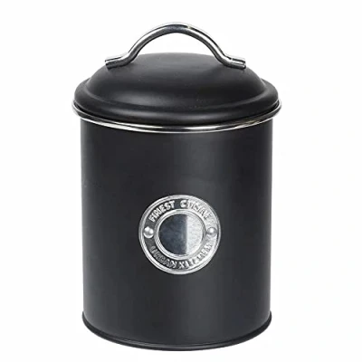 Image de Koopman Boîte de conservation en métal « Biscuits » avec couvercle Ø 13,5 x H 18 cm 1,5 l Noir