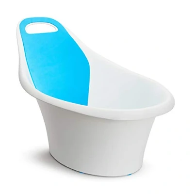 Image de Munchkin Sit and Soak, Baignoire bébé avec bosse de support matelassée, siphon à tirette et crochet rangement, 0 12 mois, Blanc