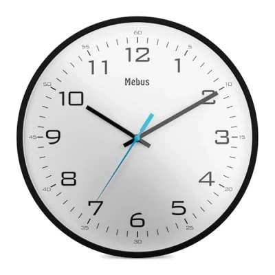 Image de Mebus Horloge Murale analogique à Quartz Design Classique Chiffres forts et Grands 30cm de diamètre/Couleur : Noir Blanc/modèle 16247