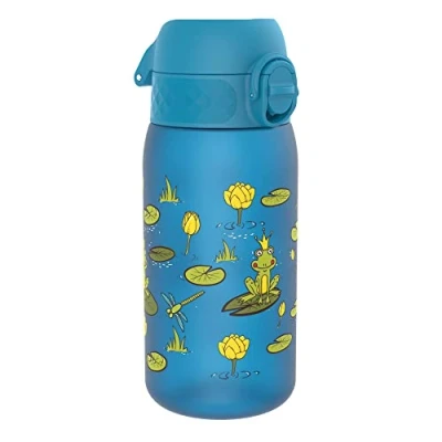 Image de Ion8 Gourde Enfant, 350ml, Anti Fuite, Facile à Ouvrir, Verrouillage Sécurisé, Lavable en Lave Vaisselle, Sans BPA, Poignée de Transport, Nettoyer, Carbone Neutre, Motif Grenouilles
