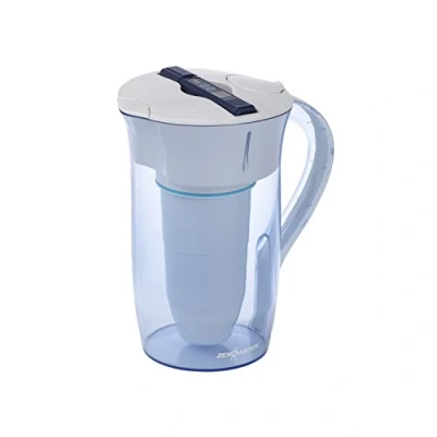 Image de ZeroWater ZR 0810 4 Pichet de filtre à eau rond 10 tasses avec compteur qualité l&#039;eau, blanc