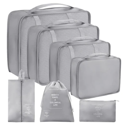 Image de 7 Pièces Organiseurs de Bagage pour Voyage, Organisateur Valise Packing Cubes, sacs à Vêtements valises Sous vêtements, Chaussures et Cosmétiques(Gris)