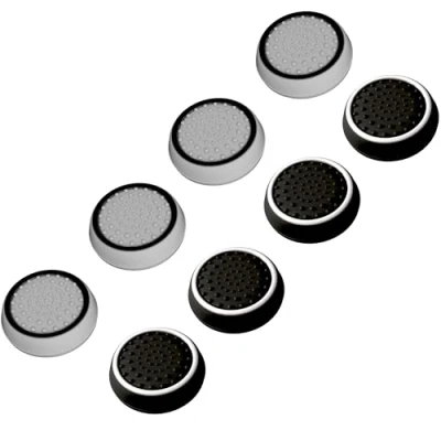 Image de MatoSan® 8 Pièces Noir &amp; Blanc Accessoire PS5 Capuchons en Silicone pour Thumbstick Grip de Manette PS5, Sticks PS4, Protection Xbox Précision Accrue
