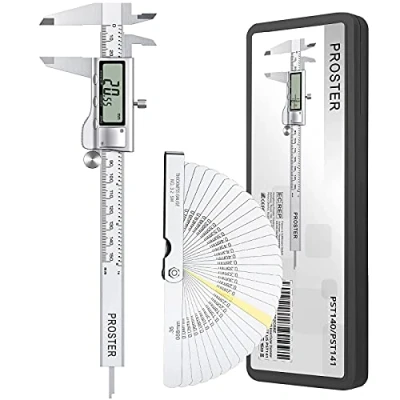 Image de Pied À Coulisse Numérique 150 Mm / 6 Pouces + Jauge D&#039;épaisseur Kit D&#039;Étrier Vernier Électronique En Acier Inoxydable Fractions/Pouce/Conversion Métrique Mesure La Longueur Largeur Profondeur