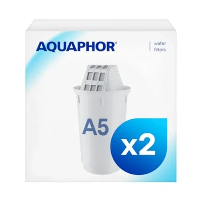 Image de AQUAPHOR Lot de 2 cartouches filtrantes A5 Filtres à chaux et chlore ainsi que métaux lourds autres substances 200 l d&#039;eau claire Technologie Aqualen Pour une meilleure nourriture