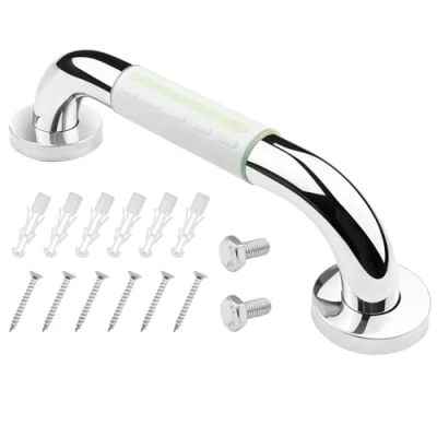 Image de Baxcdyswe 30cm Barre d&#039;Appui WC, Antidérapant avec Lumière Fluorescente, Acier Inox Maintien Poignée Douche pour la et le Bain, Baignoire Main Courante Inoxydable Âgées/Handicapées/Enfants