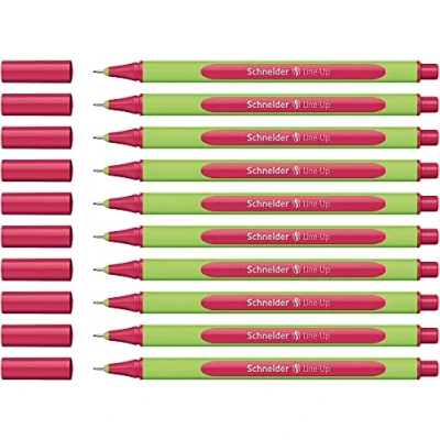 Image de Schneider 191028 Fineliner Line Up (épaisseur de trait 0,4 mm, en plastique biosourcé) rouge royal, Lot 10