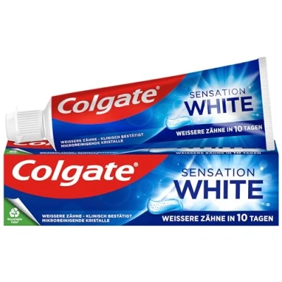Image de Colgate Dentifrice Sensation White 12 x 75 ml Enlève les taches de surface en préservant l&#039;émail des dents Blanchiment pour blanches durables