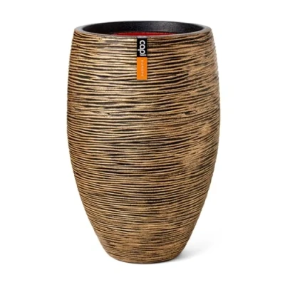 Image de Capi Europe Vase élégant Deluxe Rib NL 55x85 Or Ouverture Ø38 Pot de Fleurs pour Une Utilisation à l&#039;intérieur et l&#039;extérieur Garantie Vie KBGR1132
