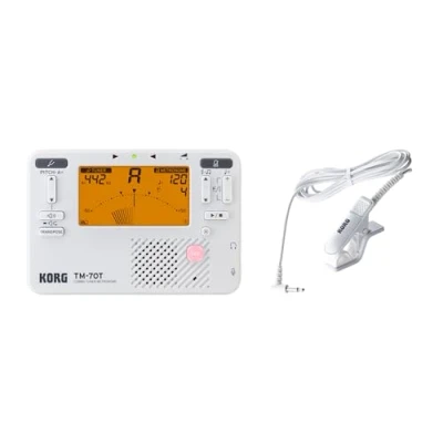 Image de Korg TM70 Métronome et Accordeur Chromatique Combinés avec Microphone de Contact Blanc
