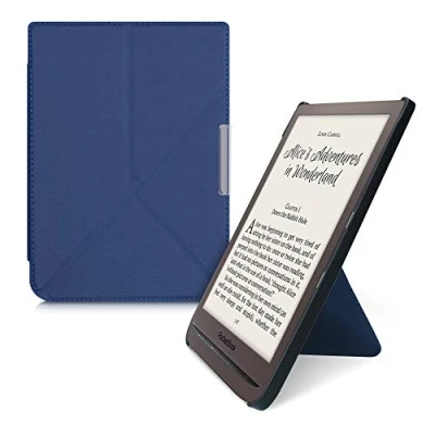 Image de kwmobile Étui Compatible avec Pocketbook InkPad 3/3 Pro/Color/Vivlio 3 Coque à Rabat magnétique Tablette eReader Similicuir Bleu foncé