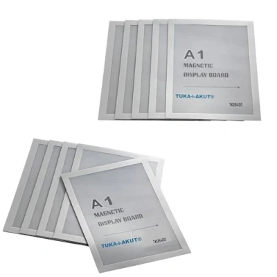 Image de TUKA i AKUT 10x A1 Cadre d&#039;affichage Magnétique, Adhésif pour Signe Enseignes, Pochette d&#039;information Fermeture Porte Affiche, Sachet de 10 Couleur Argent, TKD8400