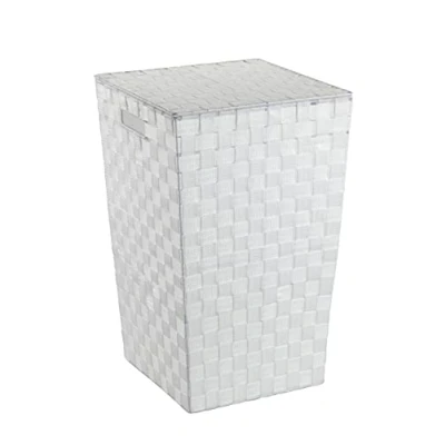 Image de WENKO Panier A Linge Adria, Format Carré, avec Couvercle, Capacité : 48 L, 100% Polypropylène Tissé Haute Qualité, Dimensions 33 x 53 cm, Couleur Blanc