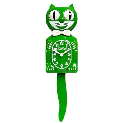 Image de Kit Cat Klock® vert classique édition limitée Horloge rétro emblématique chat avec yeux et queue mobiles murale à piles, fabriquée aux États Unis, parfaite pour la décoration