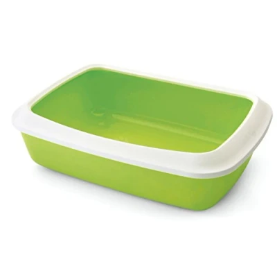 Image de Bac à litière Iriz avec rebord : blanc et vert SAVIC