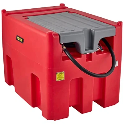 Image de VEVOR Réservoir Diesel Portable 439 L Cuve de Ravitaillement Polyéthylène Rouge avec Pompe Transfert 12 V Jauge Carburant Tuyau 4 m Buse pour Véhicule Appareils Agriculture Industrie