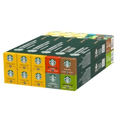 Image de STARBUCKS Blonde Espresso Roast Variety Pack by Nespresso, Capsules de Café 10 x (100 Capsules) Exclusivité Amazon