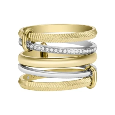 Image de Fossil Bague Prestack en acier inoxydable bicolore All Stacked Up de pour femme, JF04592998