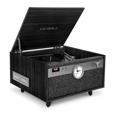 Image de Platine vinyle VICTROLA MUSIC CENTER 5EN1 CENTURY AVEC HORLOGE NOIR