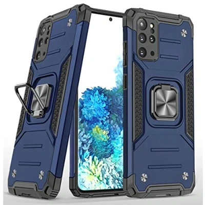 Image de KANSi Coque Compatible pour Samsung Galaxy S20+ / S20 Plus, Housse TPU Silicone Rotation 360 Aimant Anneau Support Double Défense Protection Etui Bleu