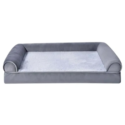 Image de Amazon Basics Canapé en Mousse pour Chien Animal de Compagnie avec Housse Amovible, Gris, 76 x 51 16 cm (L W H)