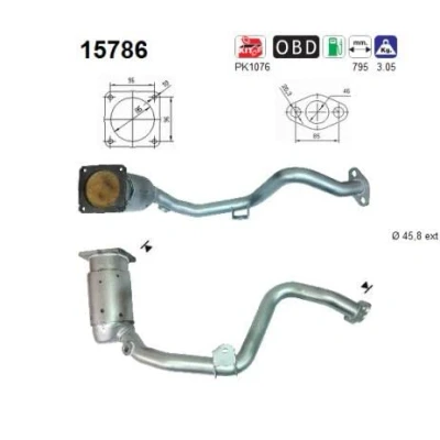 Image de AS 15786 Catalyseur 795mm CITROËN: Berlingo / First I, Xsara 5 portes, I Van, PEUGEOT: 306 3/5 portes