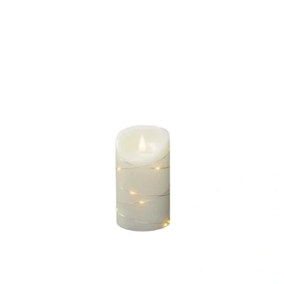 Image de Konstsmide Grandes bougies à piles/3D Living Bougie sans flamme/cire ivoire véritable/guirlande lumineuse/4 ou 8 heures Fonction minuterie/13,5 x 7,5 cm/Bougie LED blanc chaud, 1834 180