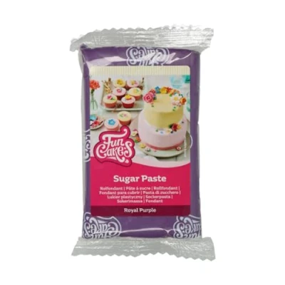 Image de FunCakes Pâte à Sucre Royal Purple: facile utiliser, lisse, flexible, douce et pliable, parfaite pour la décoration de gâteaux. Sans gluten. 250 g