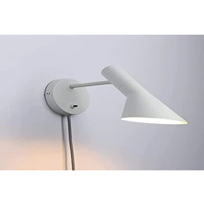 Image de B·LED BARCELONA LED BarcelonaLED Applique murale avec câble prise et interrupteur Lampe de lecture Design élégant moderne nordique Orientable Blanc pour chambre à coucher Culot E27