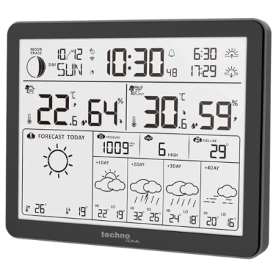 Image de WD3000 station météo avec prévisions météorologiques sur 4 jours, émetteur extérieur, données la et le téléphone portable (application Direct Weather)