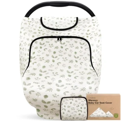 Image de Housse de siège auto pour bébé printemps, l&#039;automne, l&#039;hiver Stretch Fit universel bébé, garçon, fille,housse d&#039;allaitement, douce &amp; respirante (Laurel)