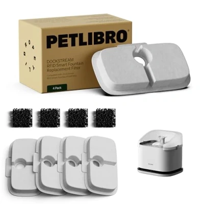 Image de PETLIBRO Filtre Fontaine Eau Chat, Pack de 4 Filtres Remplacement pour Dockstream RFID à Chat PLWF305, avec Filtration Verticale a
