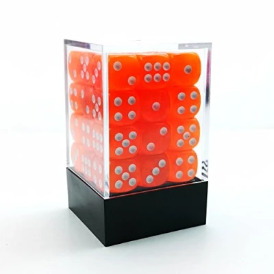 Image de Bescon 12mm 6 Sided Dice 36 in Brick Box, Six Die (36) Block of Dice, Translucent Orange with White Pips