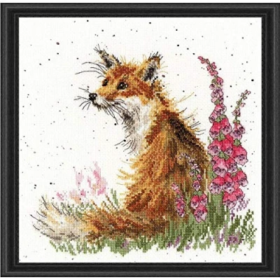 Image de Bothy Threads Wrendale Designs Kit de broderie au point croix Motif parmi les Foxgloves