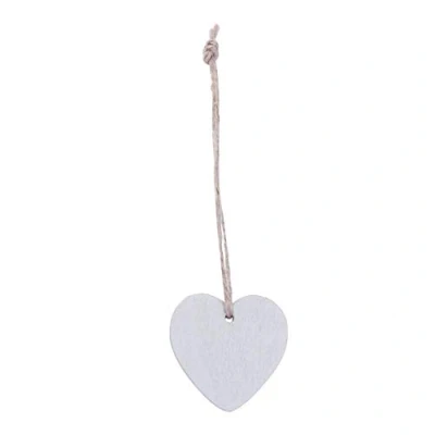 Image de Lot de 10 Décorations Cœur en bois Craft formes DIY Pendentif à suspendre avec ficelle naturelle pour fête Décoration chambre coucher 4 * 0.5cm blanc