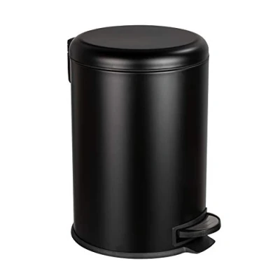 Image de WENKO poubelle cuisine à pédale Leman, de noire avec fermeture automatique système easy close, 20L, Acier Inoxydable, 30,5 x 44 37,5 cm, noir mat