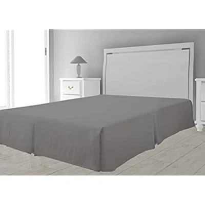 Image de Soleil d&#039;ocre Intemporel Cache sommier Microfibre, Polyester, Gris, 180x200 cm