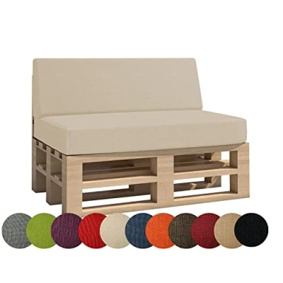 Image de chilly pilley Coussin De Palette EU Jardin Intérieur Extérieur Lavable Amovible Siège Dos (2er Set, Crème)
