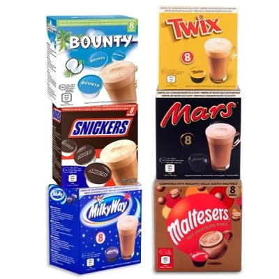 Image de Mars Boissons au Chocolat chaud Dolce Gusto Compatible 48 Capsules Mars, Twix, Milkyway, Snickers, Bounty &amp; Malteser