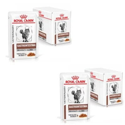 Image de Royal Canin Veterinary Gatrointestinal Moderate Calorie Pack Double 2 x 12 85 g Aliment Complet diététique pour Chats soulager Les Troubles aigus de l&#039;absorption intestinale