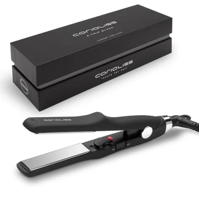 Image de CORIOLISS C Trip Mini Lisseurs pour femmes Fer à boucler et lisser en titane cheveux fins professionnel avec contrôle de la température (Black Soft Touch)