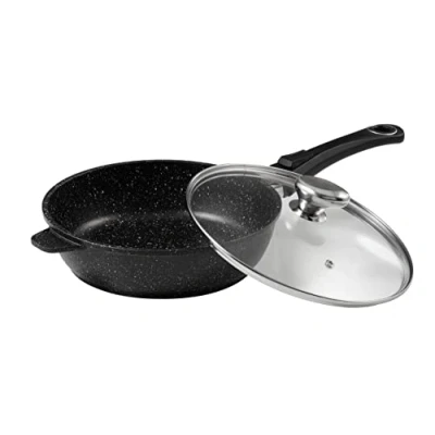Image de Pradel Excellence 52391M Sauteuse 24cm &quot;Façon Pierre&quot; en Fonte Aluminium, tous Feux dont Induction, Noir