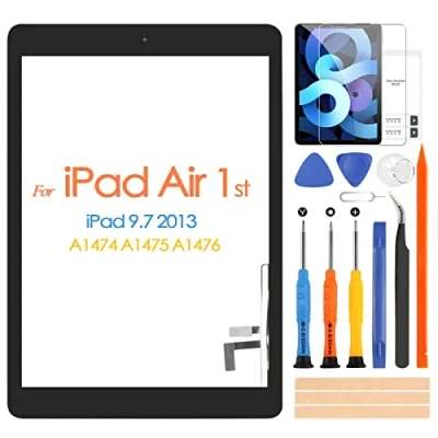 Image de Écran tactile pour iPad Air 1st génération 5, numériseur écran iPad5 9.7 A1474 A1475 A1476, avec bouton principal, comprend des outils de réparation (pas d&#039;écran LCD)