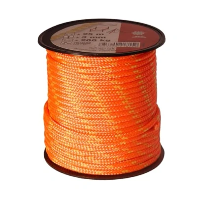 Image de Chapuis Tresse Polyester / Polyamide Résistance à la Rupture Indicative 200 kg Diamètre 3 mm Longueur 25 m Loisirs et Jardinage Orange Vert