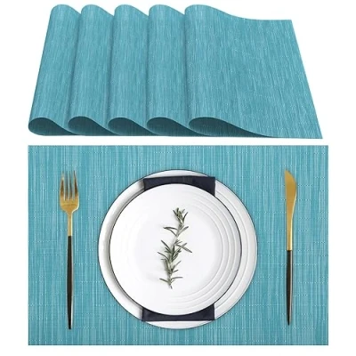 Image de Lumaca Lot de 6 Sets Table Lavables,Set Table(70% PVC, 30% Polyester), Résistants à la Chaleur, Antidérapants, pour Cuisine et Restaurants,Bleu Clair