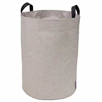 Image de Bigso Box of Sweden Panier de rangement pour vêtements, jouets, etc. sur pied avec 2 poignées grande corbeille à linge en polyester et carton effet lin beige