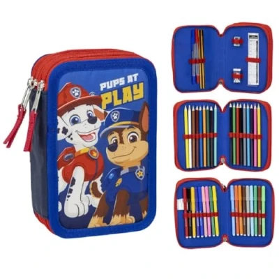 Image de CARTOON trousse multi compartiments 3 fermetures éclair pour l&#039;école complète stylos crayons couleurs feutres, Paw Patrol,